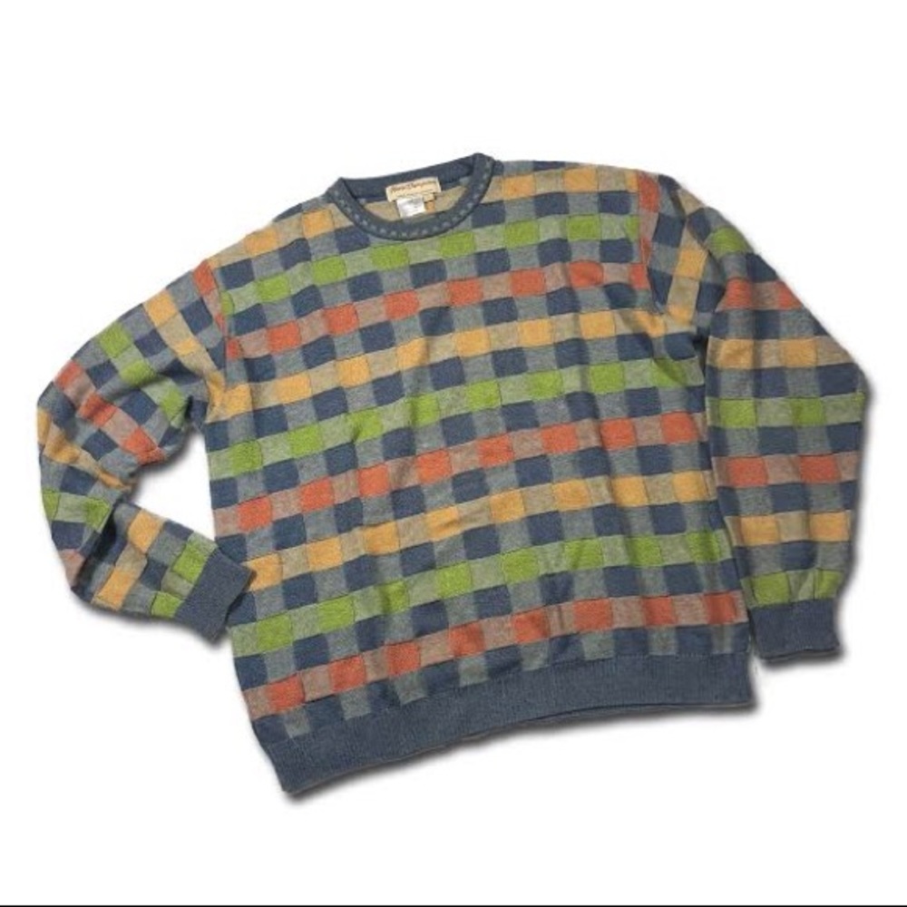 Norm Thompson Checkered Sweater Multi Color L